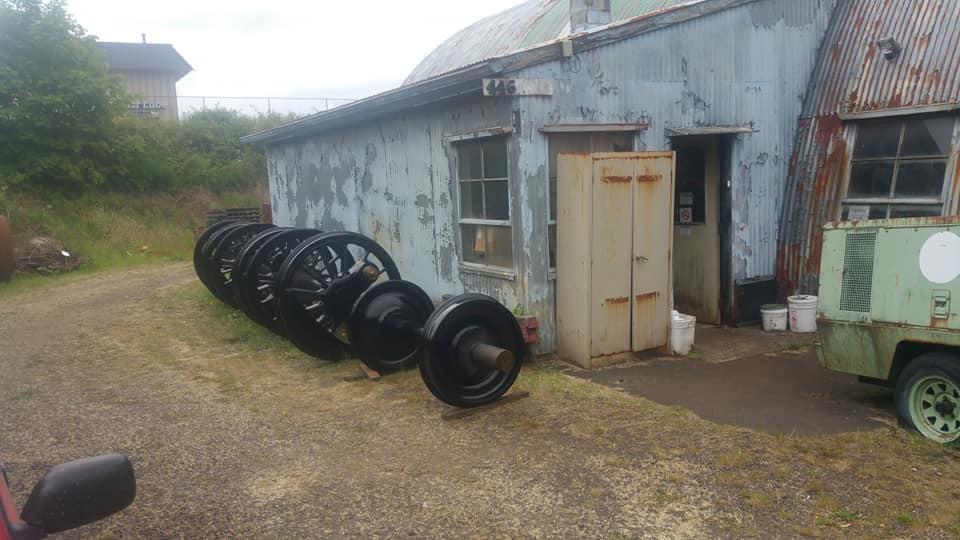 Drive wheels moved alongside the shop